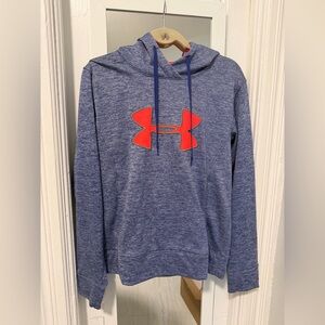 Under Armour Women's Blue Hoodie with Red Logo